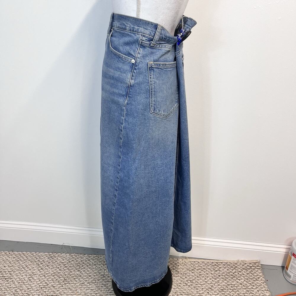 GAP Women's Long Maxi Denim Jean Skirt size 10 30 Front Slit Stretch Boho Hippie - Picture 5 of 7